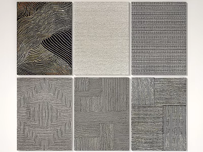 Stylish Square Rugs With Various Geometric Striped And Textured Patterns 3d model