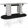 Elegant Modern Dining Table With Black Marble Top And Transparent White Legs Design