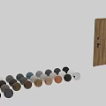 Wooden Swing Door With Glass Panel Black Frame Lock And Handle Design