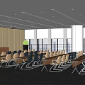 Spacious Modern Conference Room With Projection Screen Tables Chairs And Large Windows