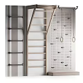 Kids Playground With Wooden Ladder Climbing Wall Hanging Rings And Climbing Holds