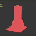 Red Brick Tower Architectural Model Featuring Gray Stone Base And Top Windows 3d model
