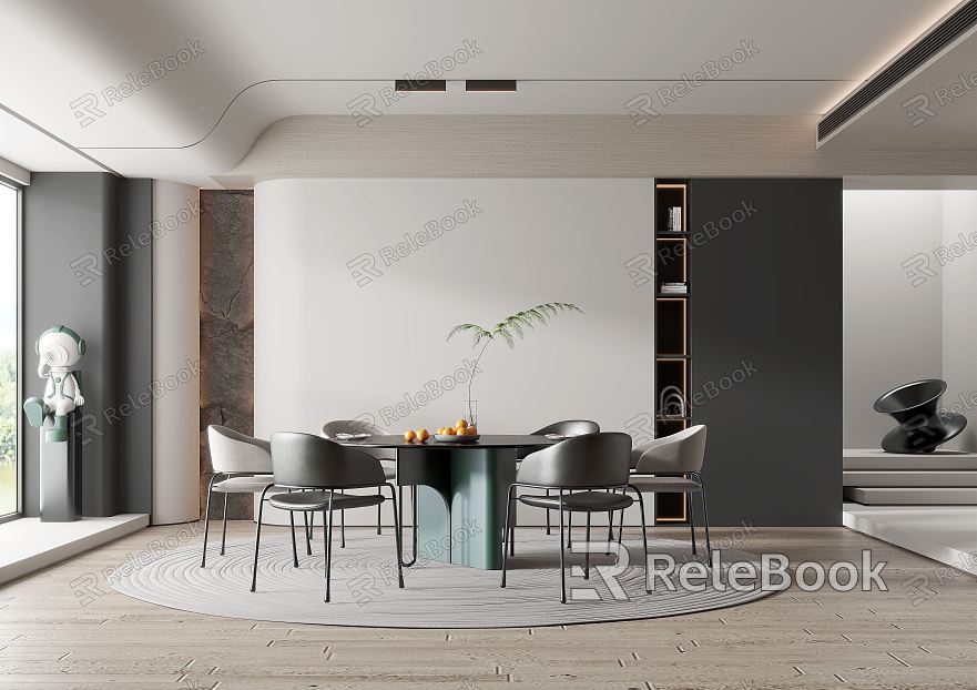 Modern Restaurant Dining Table and Chair Combination model