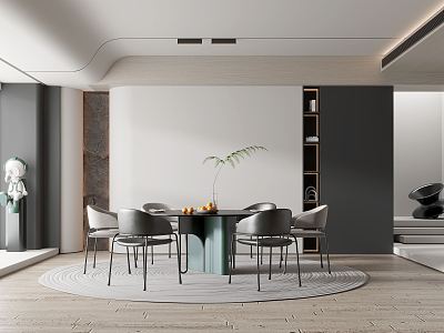 Modern Restaurant Dining Table and Chair Combination model