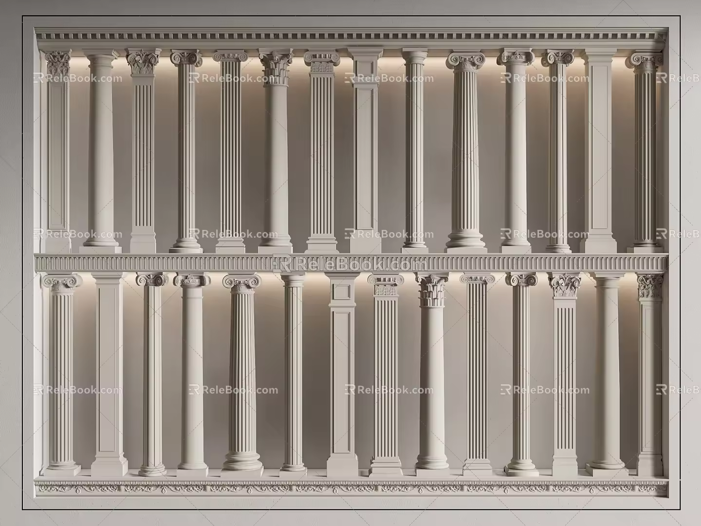 European style column Roman column gypsum column carving style gypsum line 3d model