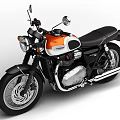 Vintage Motorcycle With Classic Design Orange White Color And Black Leather Seat