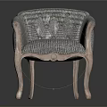 Gray Upholstered Accent Chair With Button Tufted Back And Carved Wooden Legs