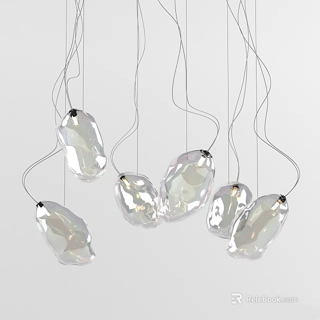 Decorative Modern Transparent Irregular Shaped Glass Chandelier With Hanging Pendants 3d model 