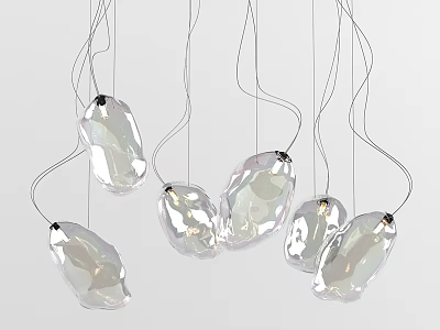 Decorative Modern Transparent Irregular Shaped Glass Chandelier With Hanging Pendants 3d model