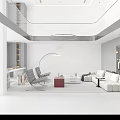 Spacious Modern Loft Living Room With Sofas And Stylish Lights 3d model
