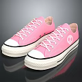 Pink Canvas Sneakers with White Laces and White Sole and Logo on the Upper