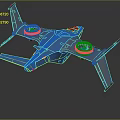 3D Rendered Modern Aircraft With Four Propellers Gray Body And Red Wing Tips