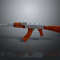 Assault Rifle With Wooden Stock And Silver Metal Components 3D Rendered