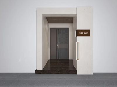 Modern Elevator Lobby Interior With White Walls Dark Floor Elevator Door And Sign 3d model
