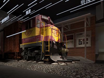 Industrial LOFT locomotive exhibition hall Republic of China railway station 3d model