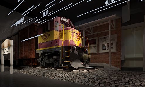 Industrial LOFT locomotive exhibition hall Republic of China railway station 3d model