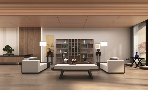 New Chinese Style Tea Room New Chinese Style Entrance Background Modeling Tea Room Space 3d model