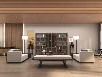 New Chinese Style Tea Room New Chinese Style Entrance Background Modeling Tea Room Space 3d model