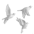 Three White Flying Birds 3D Wall Decor For Home Interior Decoration