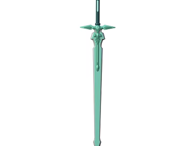 Green Decorative Sword With Ornate Hilt And Long Sharp Blade Design 3d model