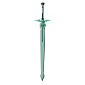 Green Decorative Sword With Ornate Hilt And Long Sharp Blade Design