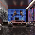 Modern Hotel Lobby Interior With Lighting Decor Reception Counter And Seating Area 3d model
