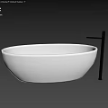 White Freestanding Bathtub Handmade in Italy with Modern Design and Chrome Faucet