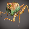 Spooky Halloween Pumpkin Monster With Yellow Eyes Sharp Teeth And Long Legs