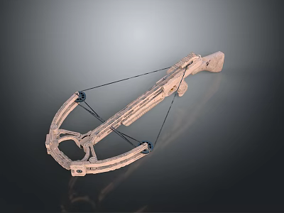Wooden Crossbow Weapon With Mechanical Structure And Taut String Design 3d model
