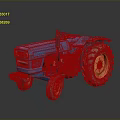 Blue Tractor With Yellow Wheels And Classic Design On Dark Background 3d model