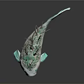 Artistic Spotted Fish with White Light Green Body and Decorative Plants on Head