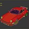 Red Sports Car with Black Rims and Rear Spoiler Showcasing Sleek Design and Glossy Finish