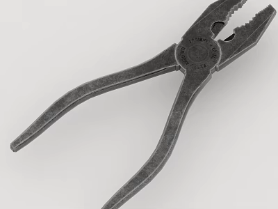 Sturdy Metal Pliers With Serrated Jaws And Long Handles For Secure Grip And Versatile Use 3d model