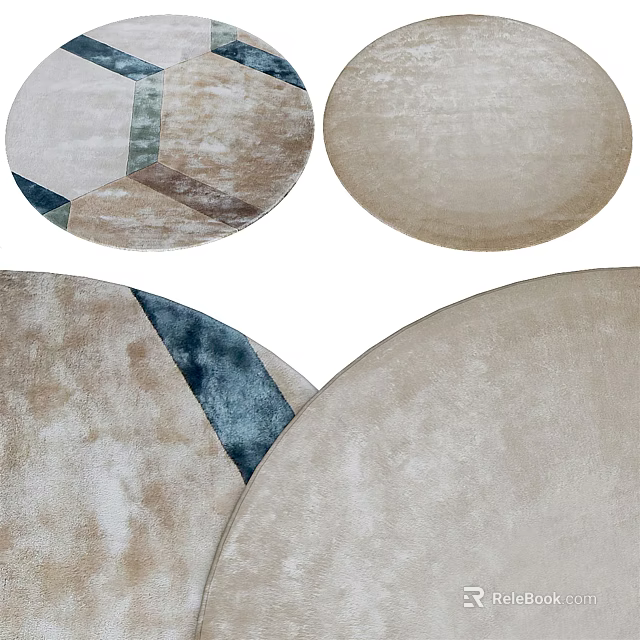Stylish Modern Round Rugs With Geometric Patterns And Neutral Tones For Living Room 3d model 