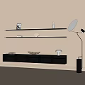 Modern Display Cabinet With Multiple Shelves And Decorative Ornaments
