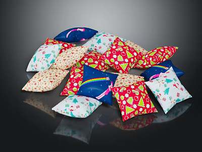 Colorful Decorative Throw Pillows With Various Patterns And Designs For Home Decor 3d model
