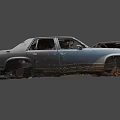 Rusty Abandoned Car With Open Hood And Damaged Exterior Body