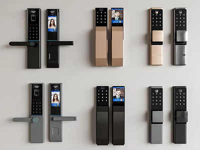 Smart Door Handles With Facial Recognition Digital Keypad Multiple Colors Various Designs 3d model