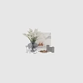 Decorative Ornament Set With White Calla Lilies Dark Vase Floral Painting And Tabletop Decorations