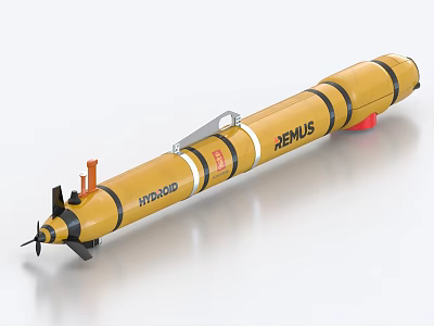 Yellow Remus Autonomous Underwater Vehicle With Black Bands And Logos 3d model