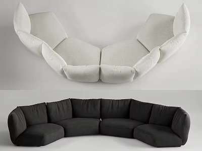 Comfortable Modern Curved Sectional Sofa Light Dark Fabric For Living Room 3d model