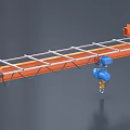 Heavy Duty Industrial Equipment with Orange Beam Blue Motor and Hoist Hook