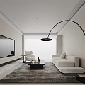 Modern Living Room Interior With White Sofa Coffee Table Floor Lamp And Area Rug