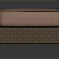 Modern Square Sofa Stool With Light Pink Padded Top And Woven Wooden Frame