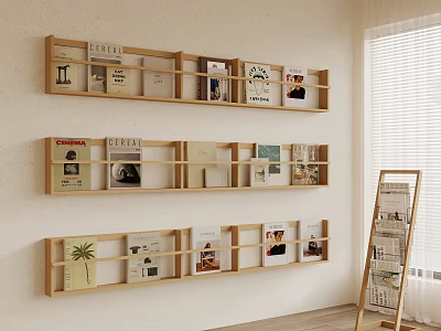 Modern Wall Mounted Shelves With Books And Decor In Room 3d model