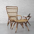 Comfortable Rattan Leisure Chair With Wooden Frame For Modern Home Living Room