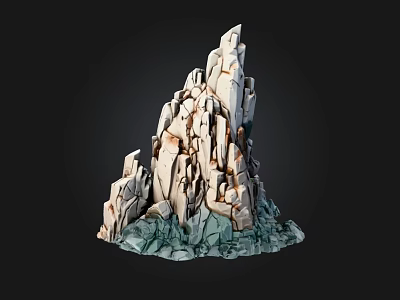 Artificial Rockery Stone Formation Featuring Layered White And Green Textures 3d model