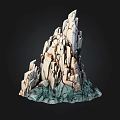Artificial Rockery Stone Formation Featuring Layered White And Green Textures