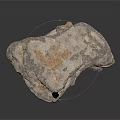 Natural Rock Bench Structure With Layered Stone Texture And Supporting Base