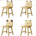 Kids Wooden Chairs with Cute Animal Face Design for Toddler Seating